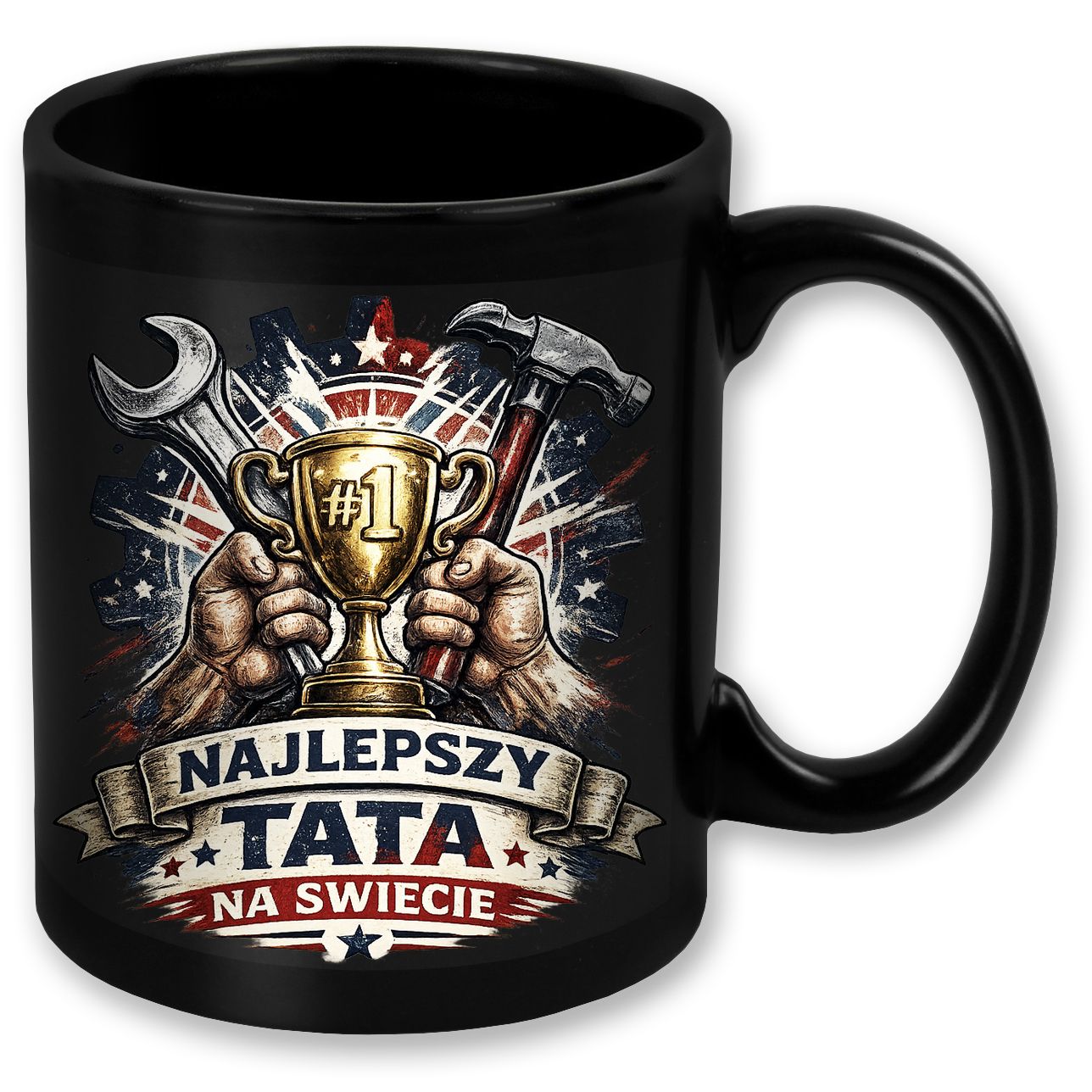 zdjęcie: kubek czarny z nadrukiem dla taty