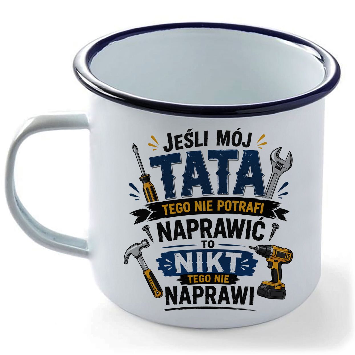 zdjęcie: kubek metalowy emaliowany dla taty