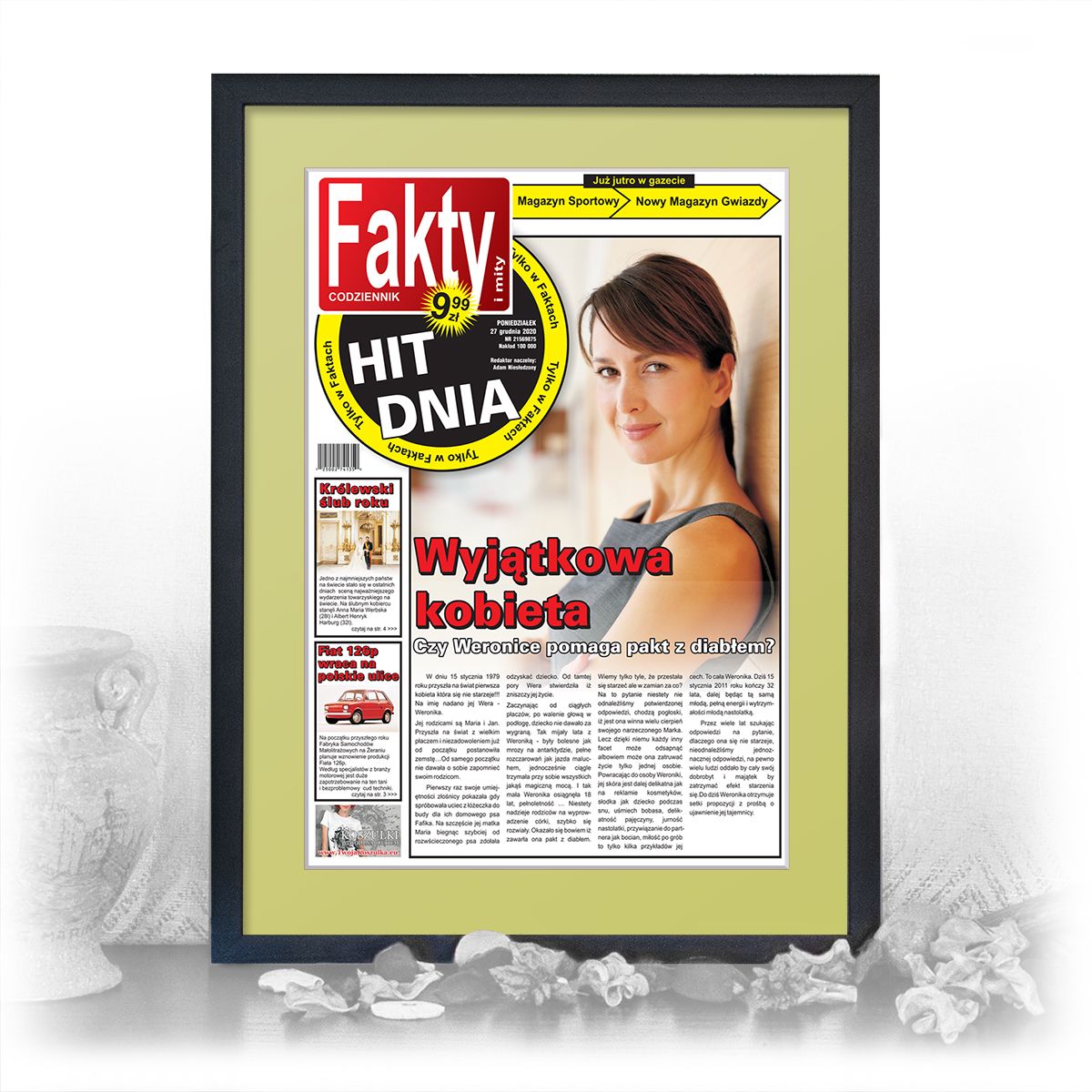 zdjęcie: gazeta w czarnej ramie i passe-partout