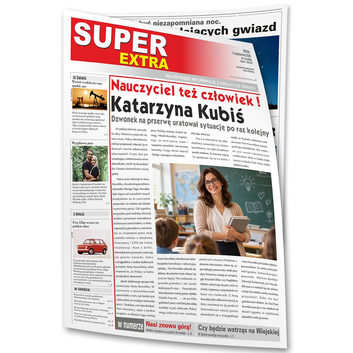 zdjęcie: gazeta z okazji Dnia Nauczyciela