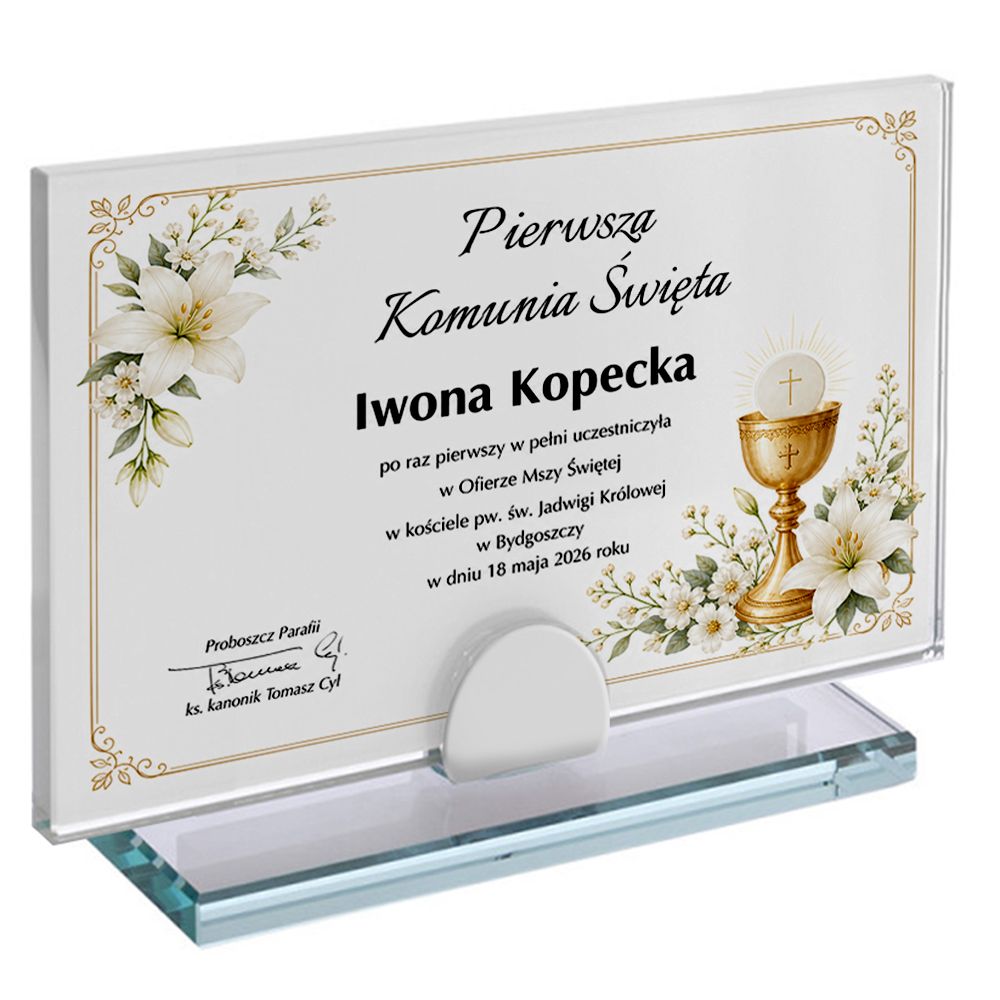 zdjęcie: szklana pamiątka - Pierwsza Komunia Święta