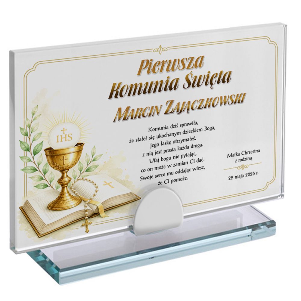 zdjęcie: szklana pamiątka - Pierwsza Komunia Święta