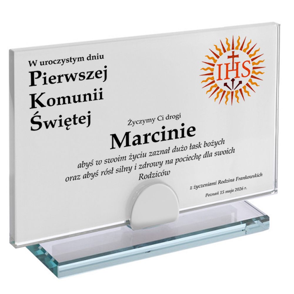 zdjęcie: szklana pamiątka - Pierwsza Komunia Święta