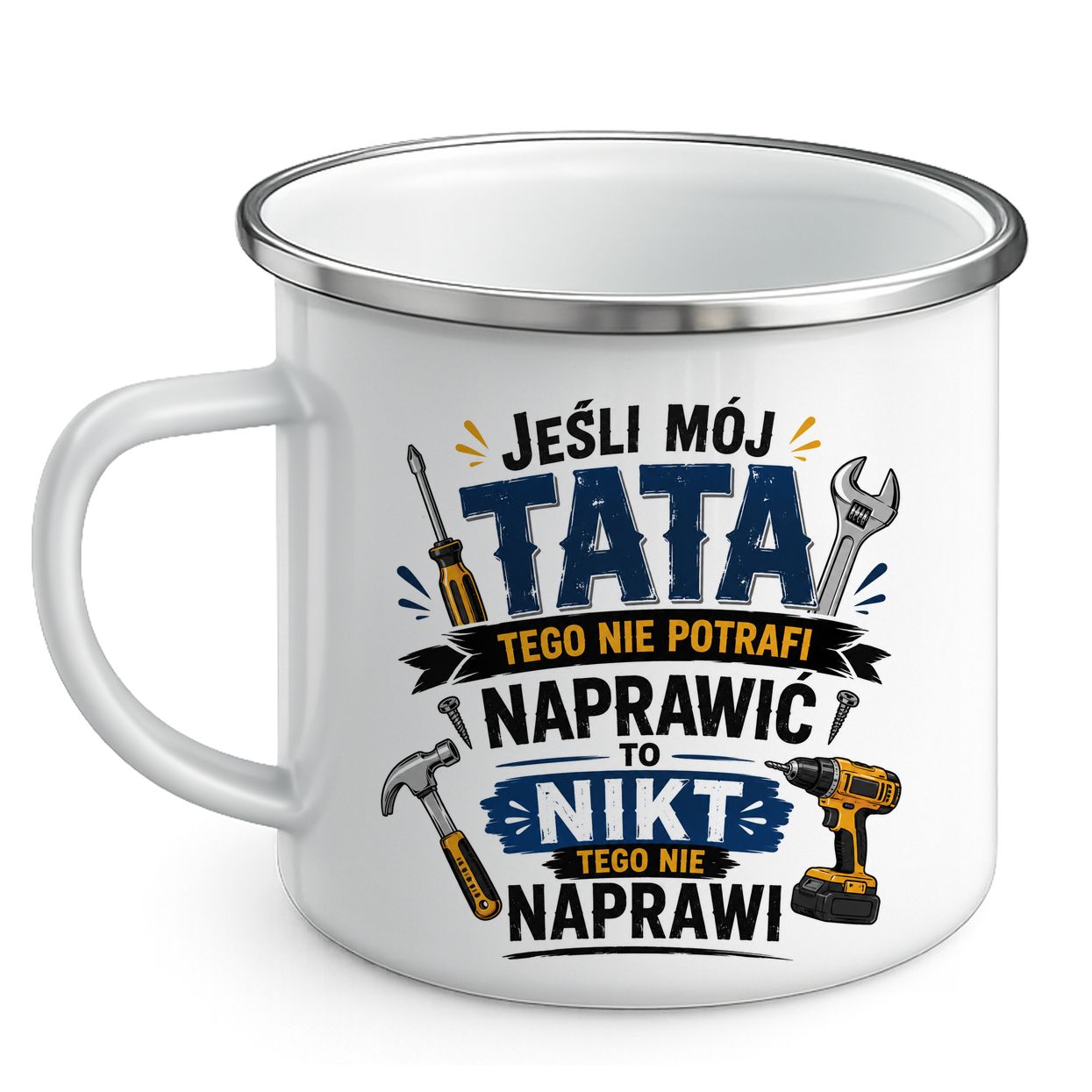 zdjęcie: kubek metalowy emaliowany dla taty