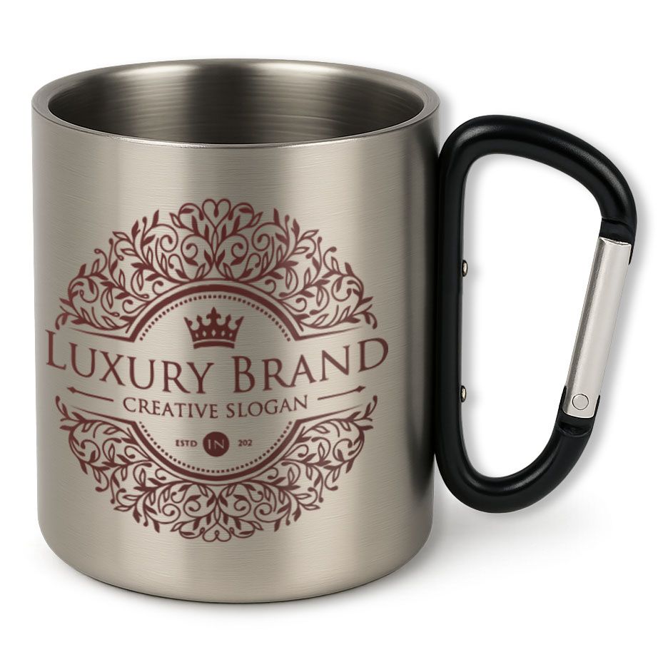 zdjęcie: kubek metalowy z karabińczykiem i dowolnym nadrukiem