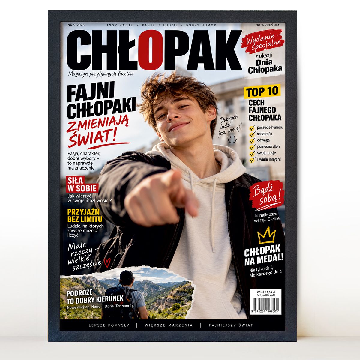 zdjęcie: okładka dla chłopaka w czarnej ramie
