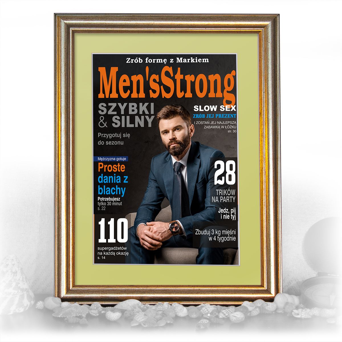 zdjęcie: duża okładka w złotej ramie i passe-partout