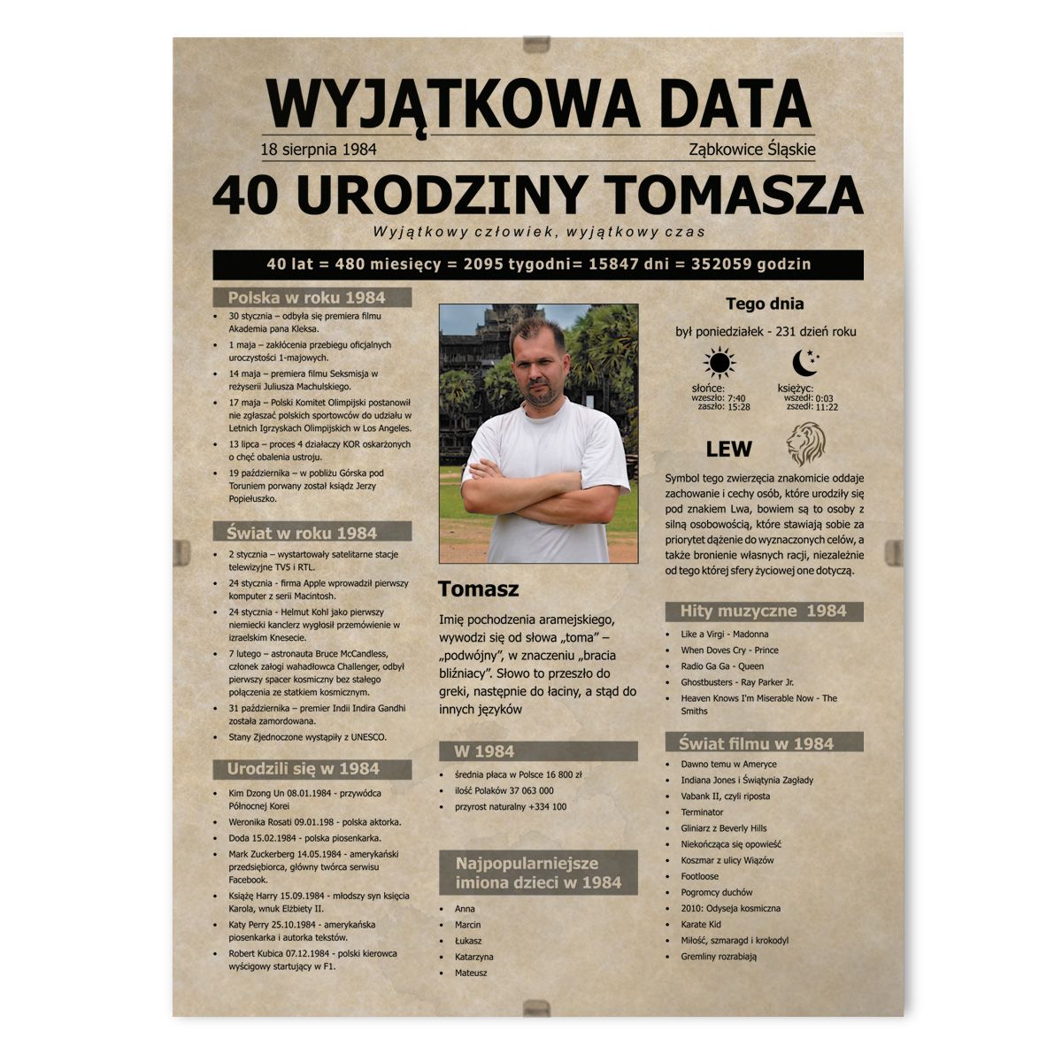 plakat na urodziny w antyramie