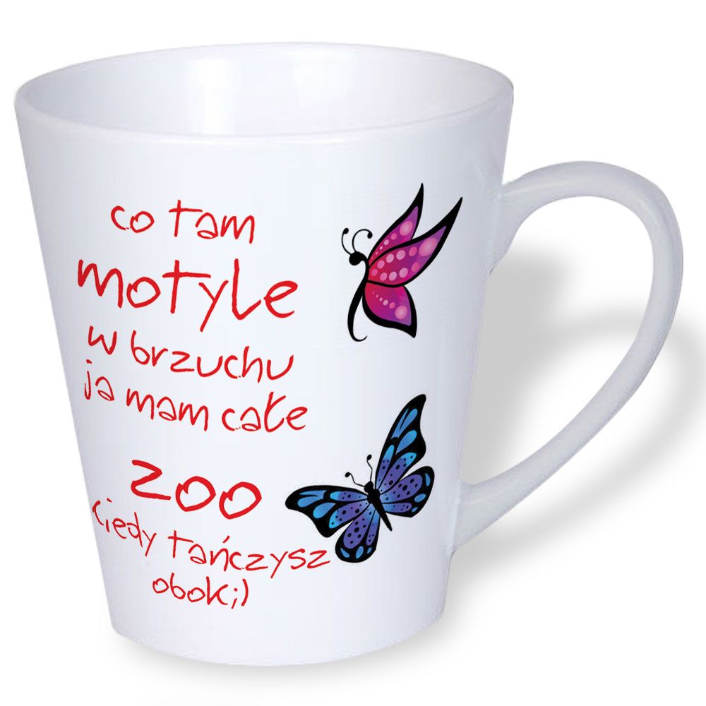 motyle w brzuchu - kubek latte