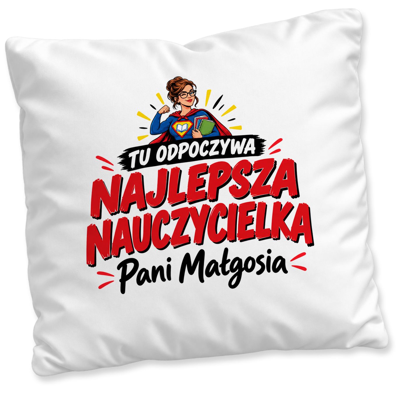 poduszka z dowolnym nadrukiem dla nauczyciela