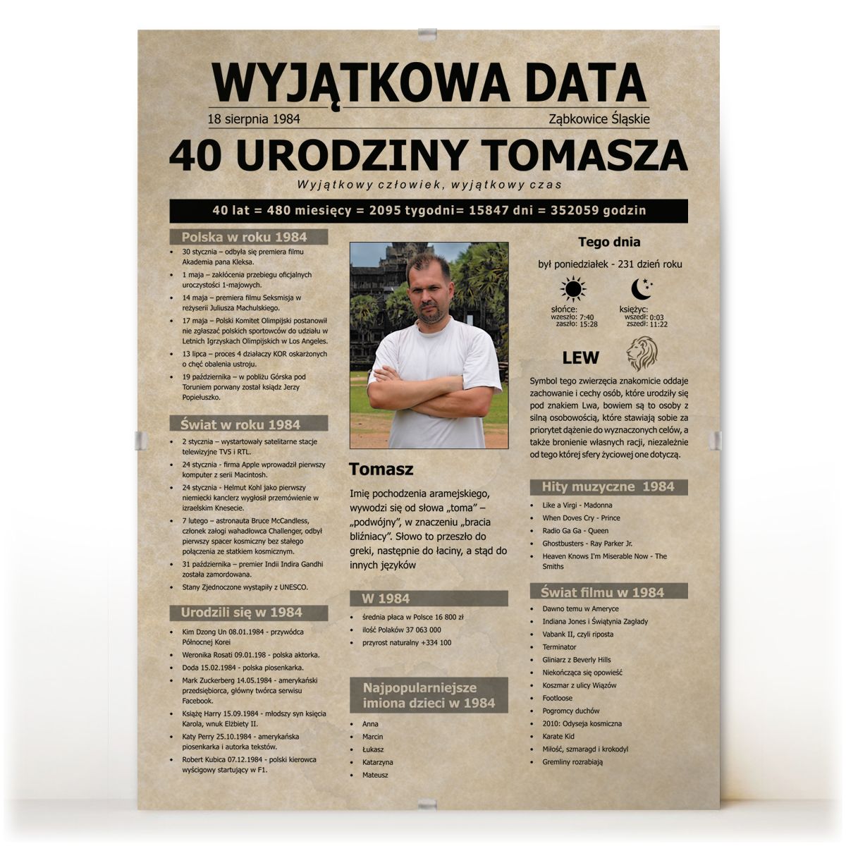 plakat na urodziny w antyramie