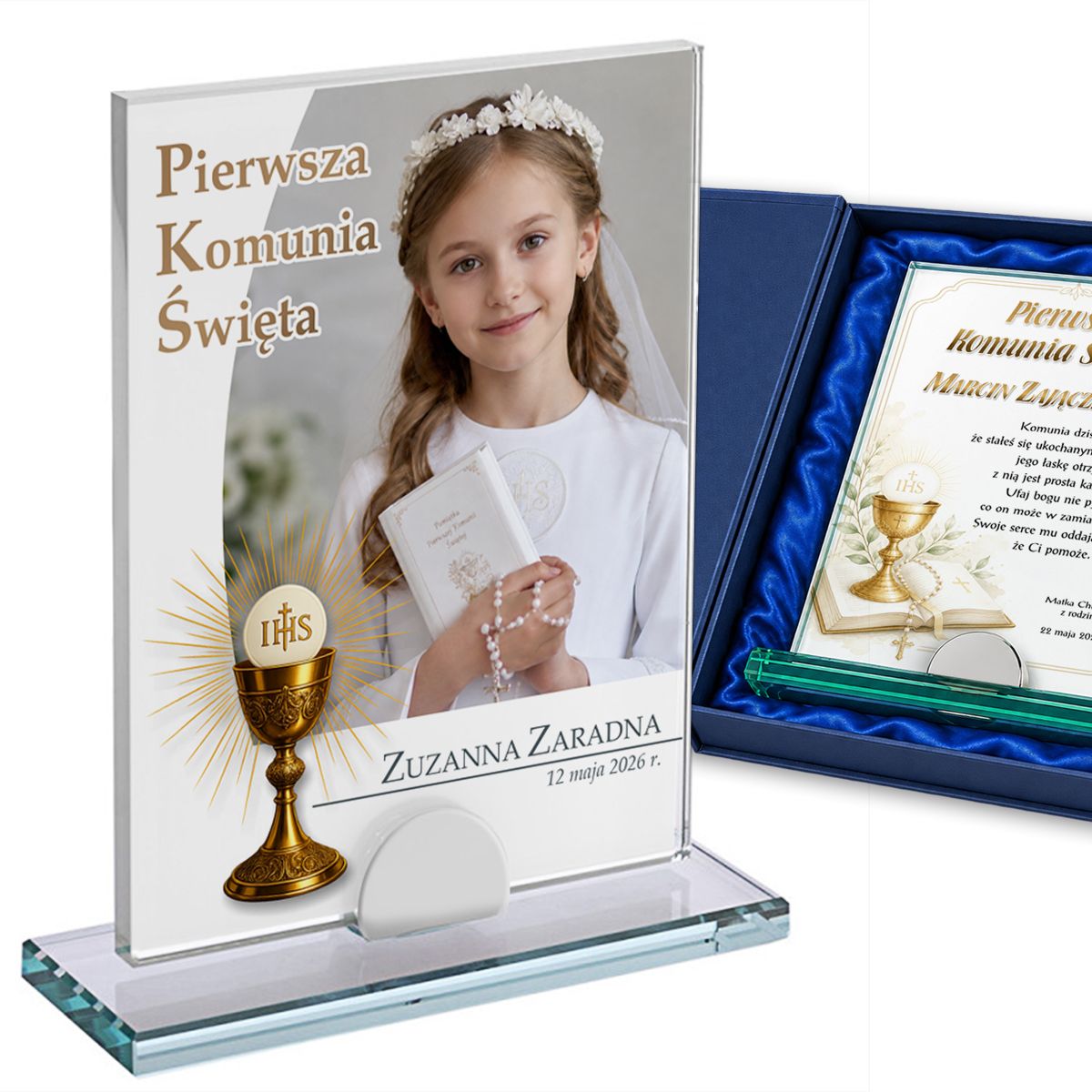 szklana pamiątka - Pierwsza Komunia Święta - w etui