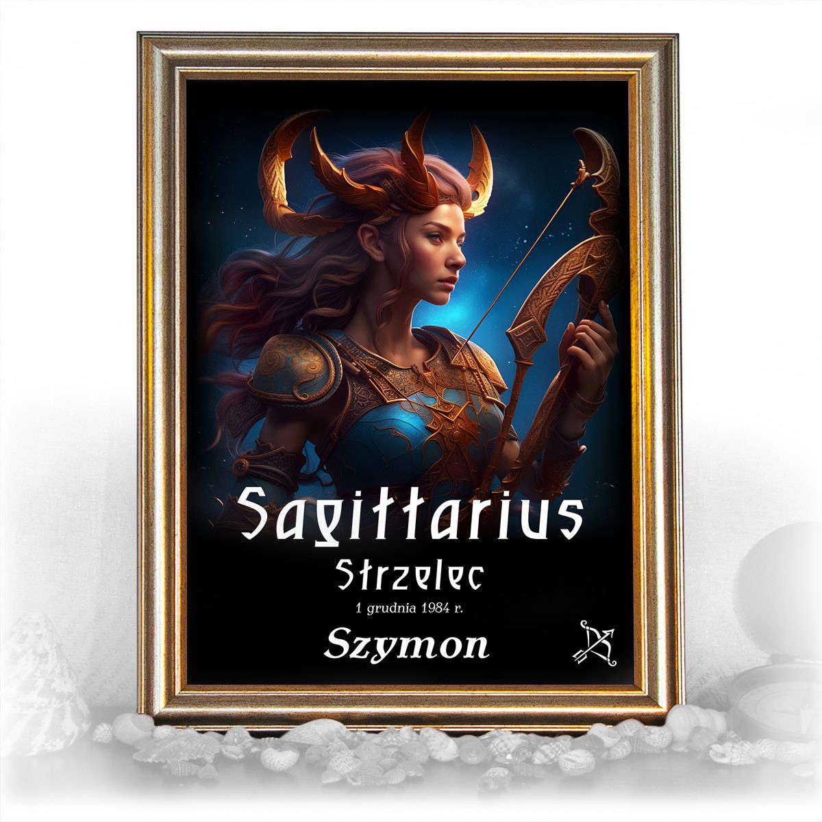 znak zodiaku - 04 plakat w złotej ramie - fantasy