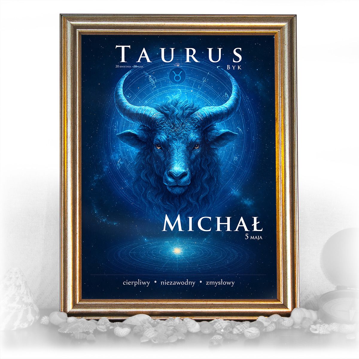 znak zodiaku - 06 plakat w złotej ramie - mistyczny