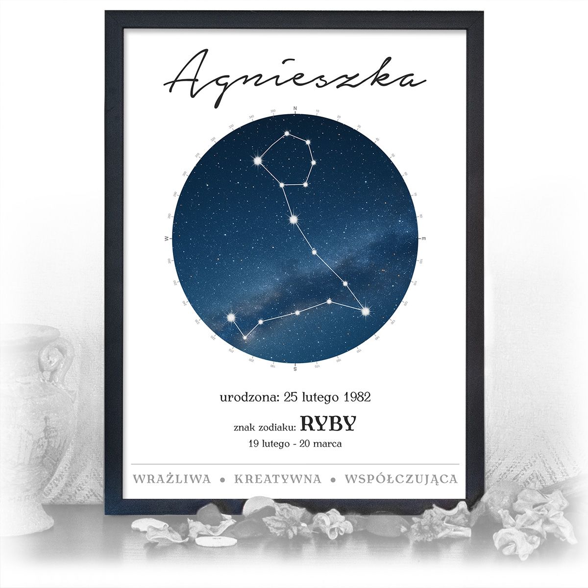 zdjęcie: znak zodiaku - 01 plakat w czarnej ramie - konstelacja