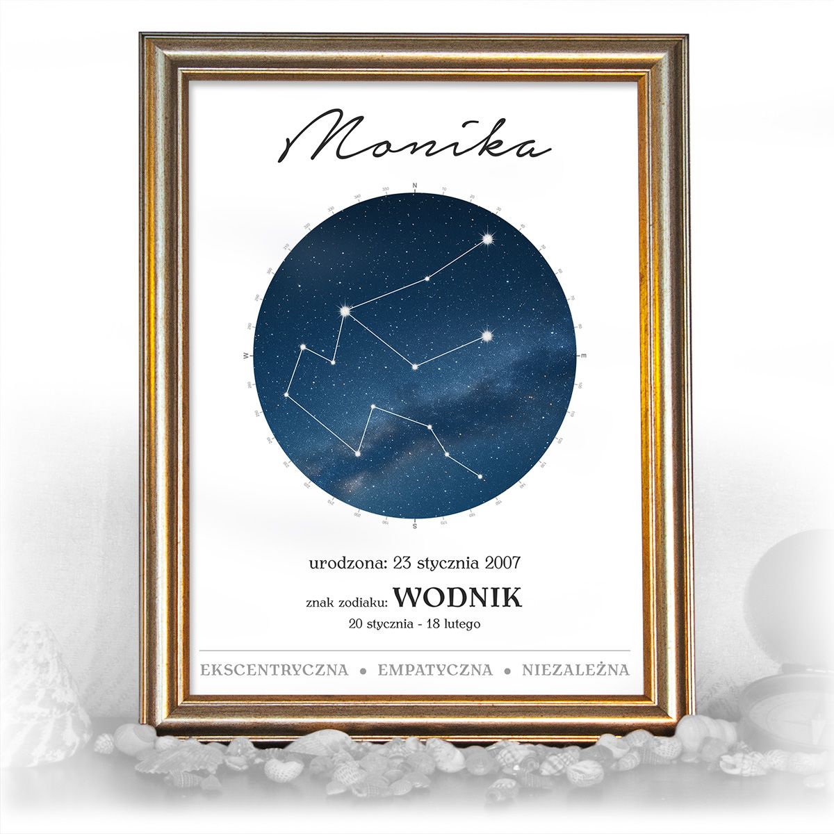 zdjęcie: znak zodiaku - 01 plakat w złotej ramie - konstelacja