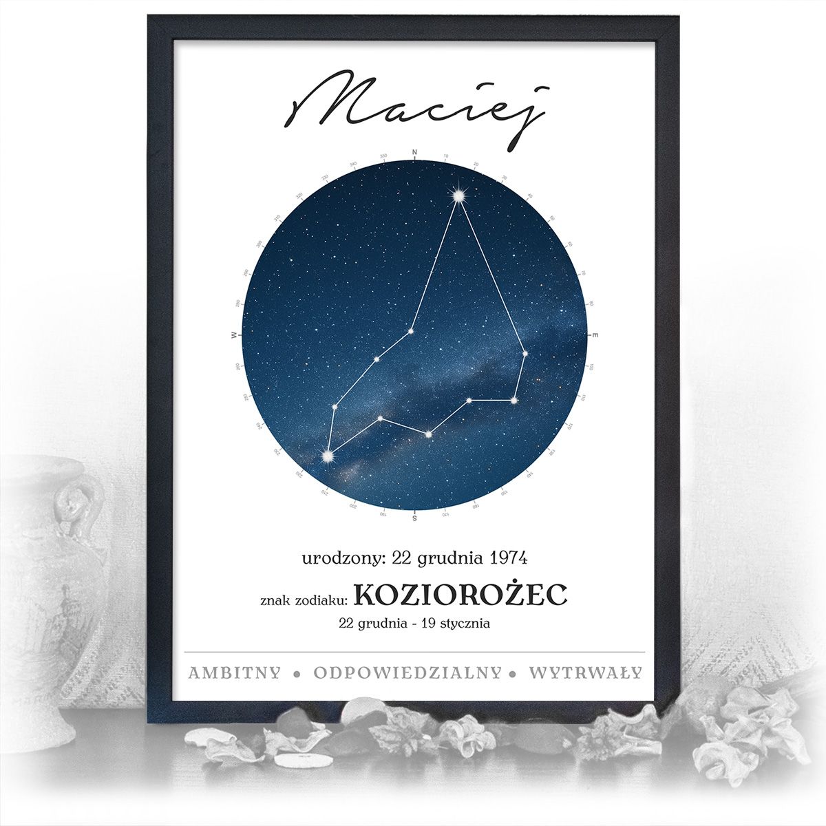 zdjęcie: znak zodiaku - 01 plakat w czarnej ramie - konstelacja