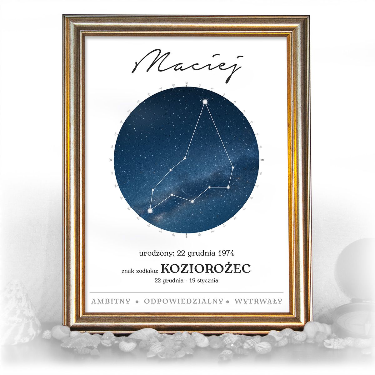 zdjęcie: znak zodiaku - 01 plakat w złotej ramie - konstelacja