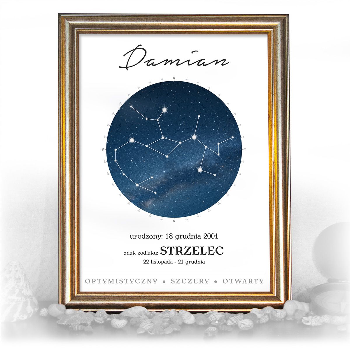 zdjęcie: znak zodiaku - 01 plakat w złotej ramie - konstelacja