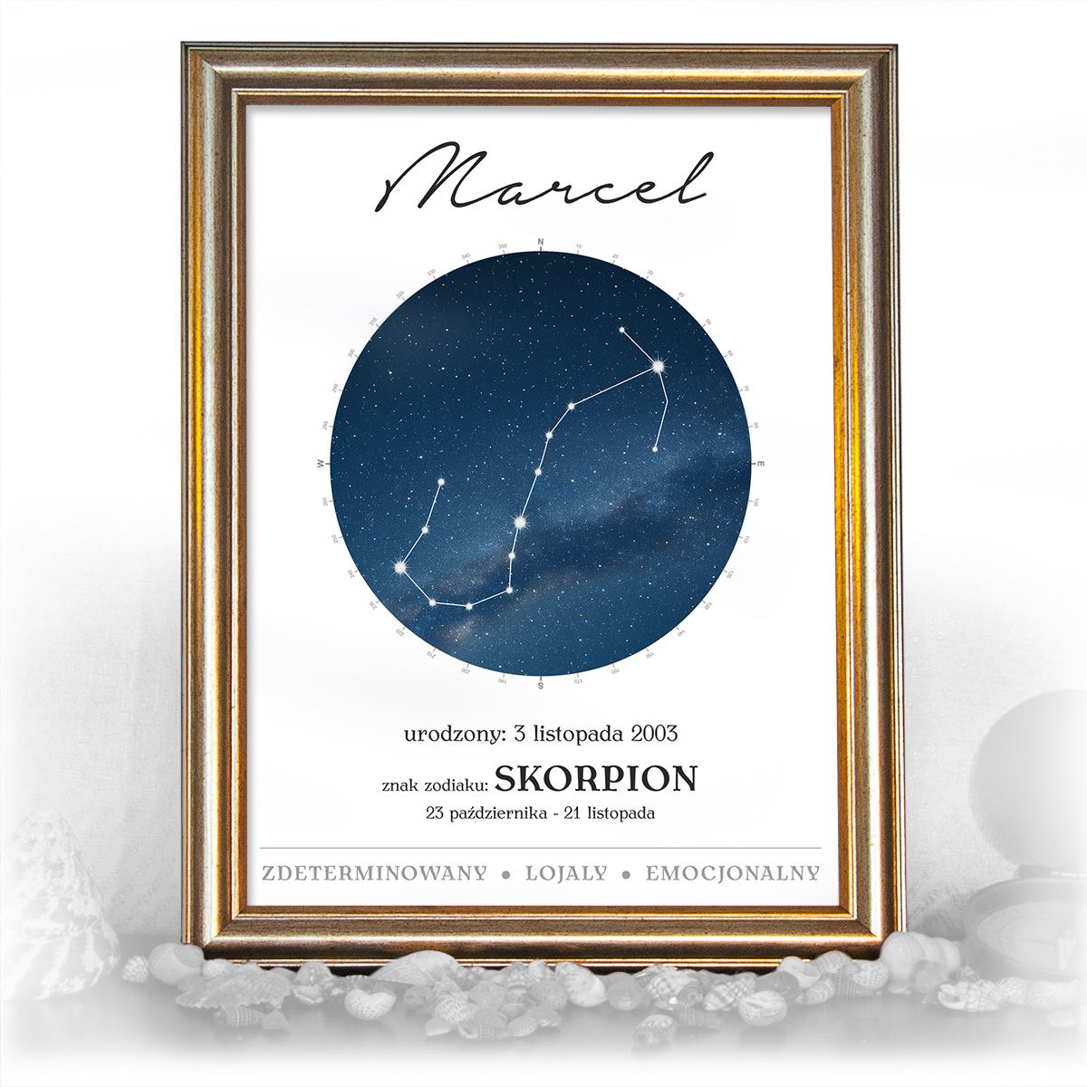 zdjęcie: znak zodiaku - 01 plakat w złotej ramie - konstelacja