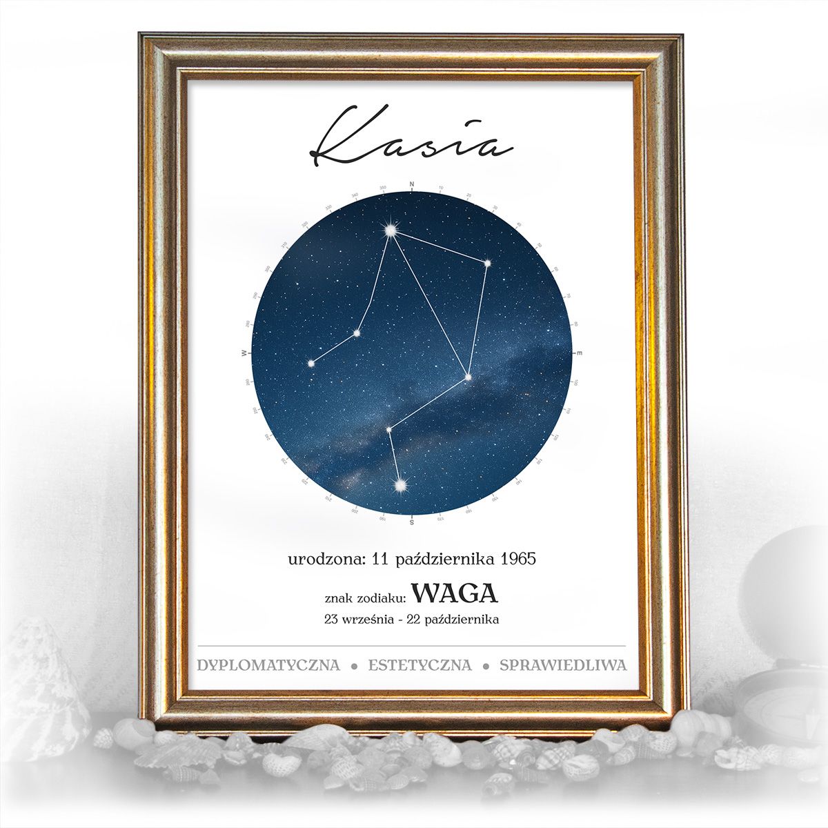 zdjęcie: znak zodiaku - 01 plakat w złotej ramie - konstelacja