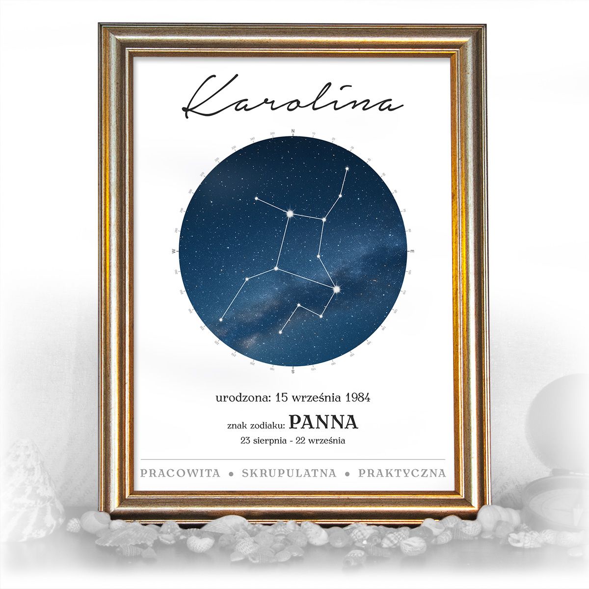 zdjęcie: znak zodiaku - 01 plakat w złotej ramie - konstelacja