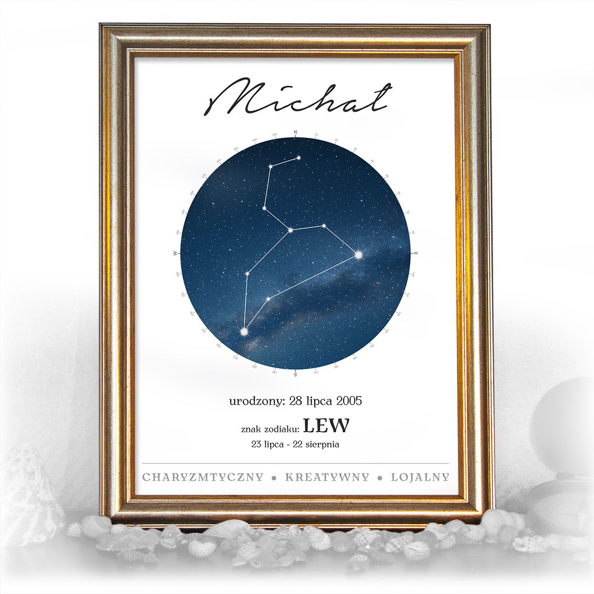 zdjęcie: znak zodiaku - 01 plakat w złotej ramie - konstelacja