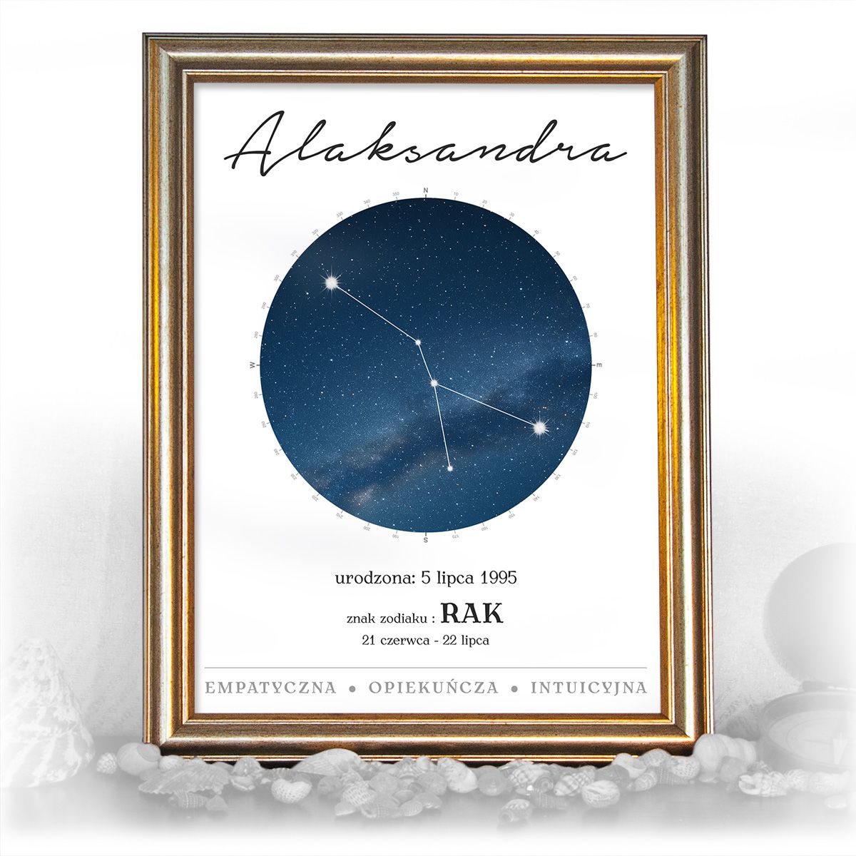 zdjęcie: znak zodiaku - 01 plakat w złotej ramie - konstelacja