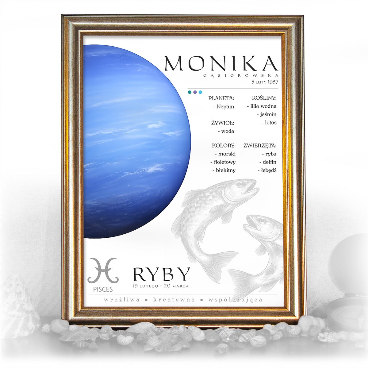 zdjęcie: znak zodiaku - 02 plakat w złotej ramie - planety