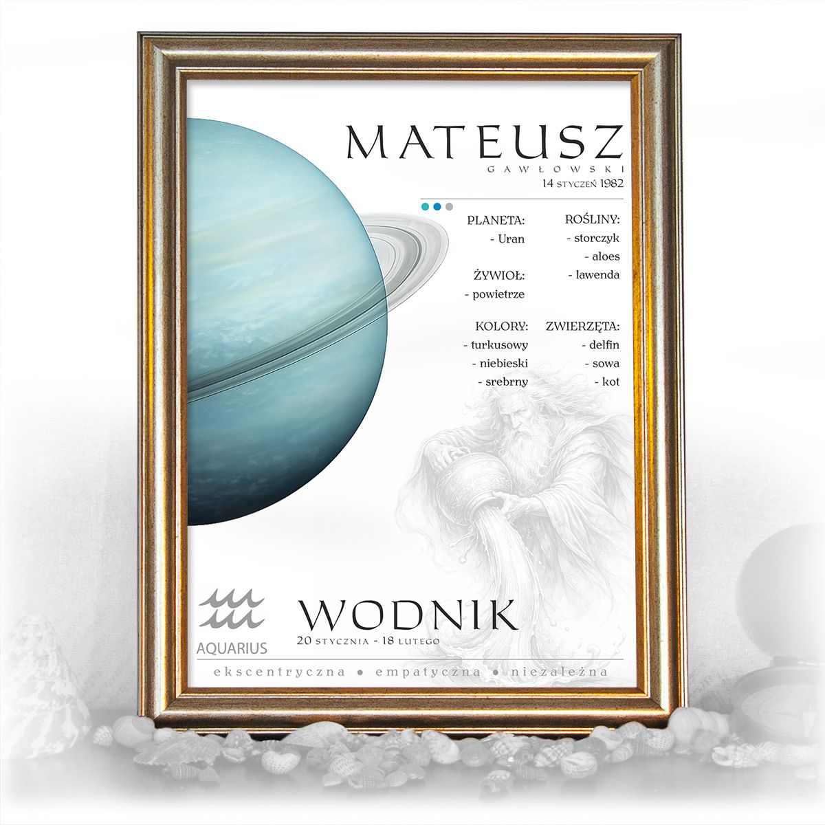 zdjęcie: znak zodiaku - 02 plakat w złotej ramie - planety