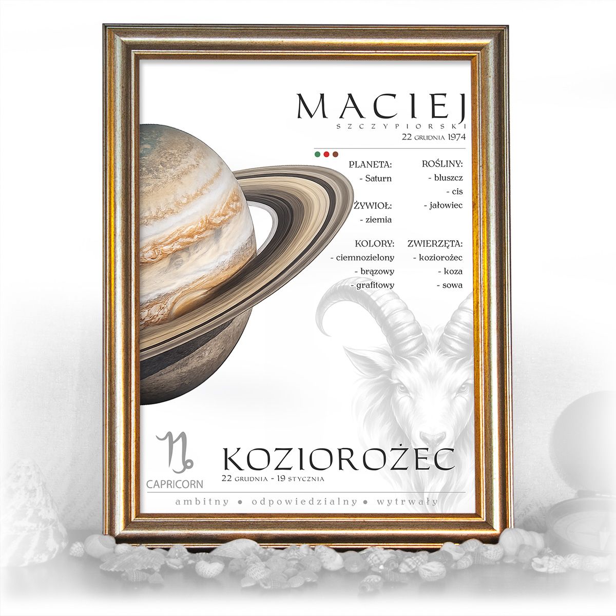 zdjęcie: znak zodiaku - 02 plakat w złotej ramie - planety