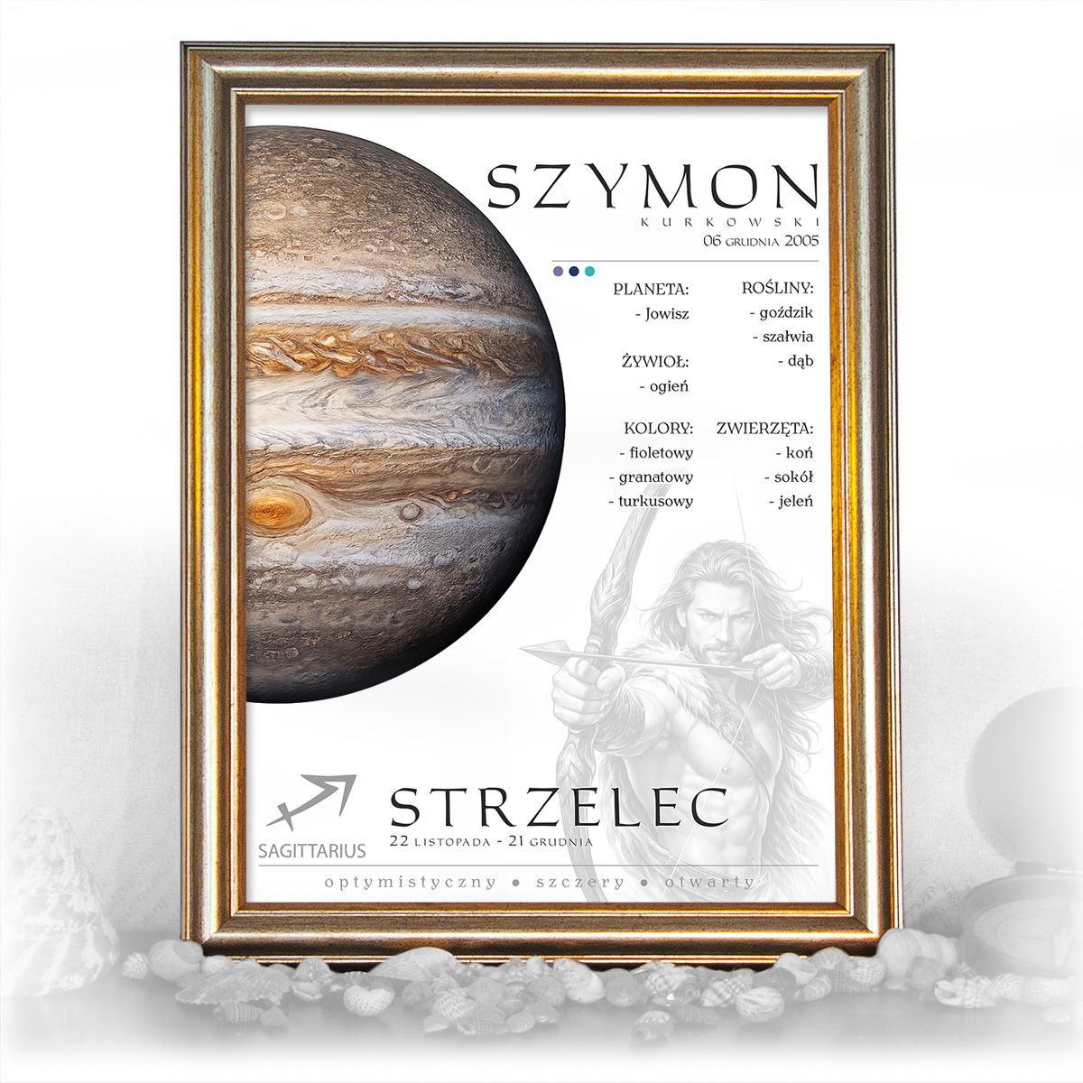 zdjęcie: znak zodiaku - 02 plakat w złotej ramie - planety