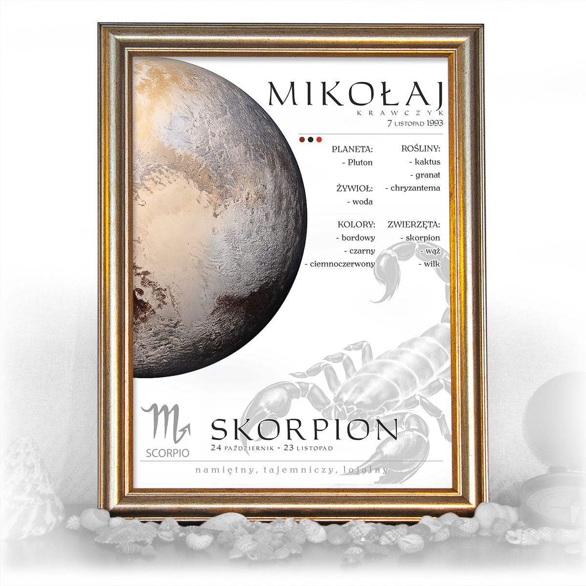 zdjęcie: znak zodiaku - 02 plakat w złotej ramie - planety