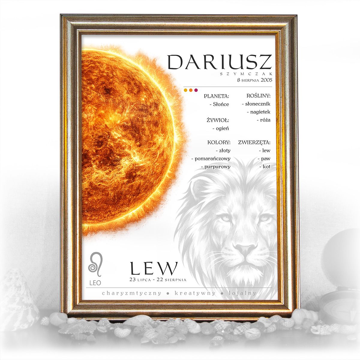 zdjęcie: znak zodiaku - 02 plakat w złotej ramie - planety