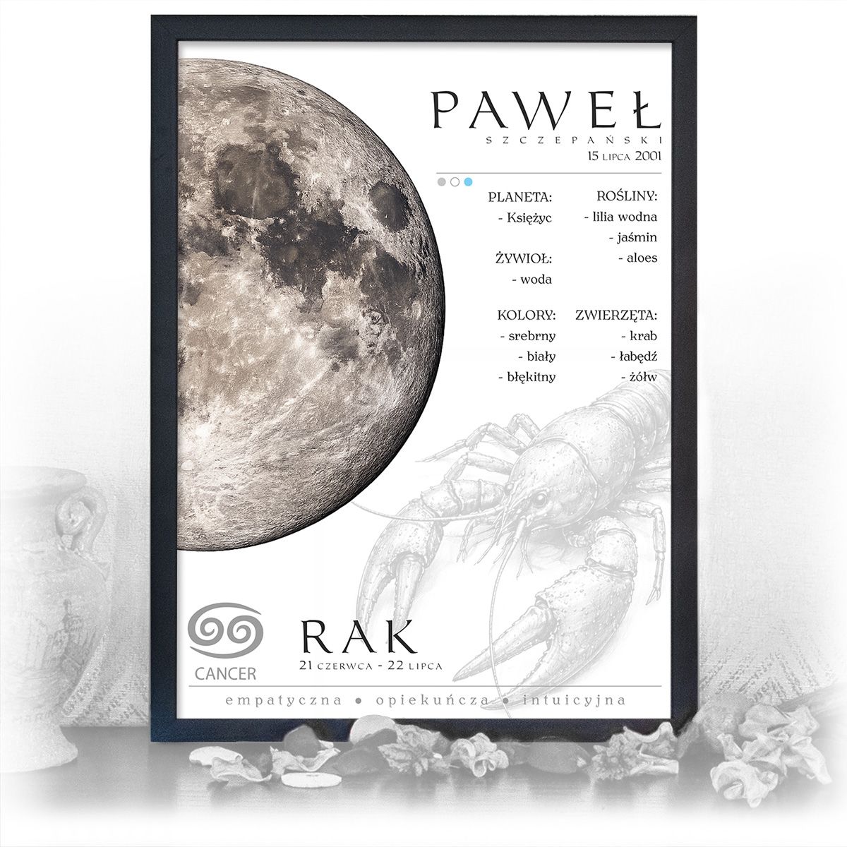 zdjęcie: znak zodiaku - 02 plakat w czarnej ramie - planety
