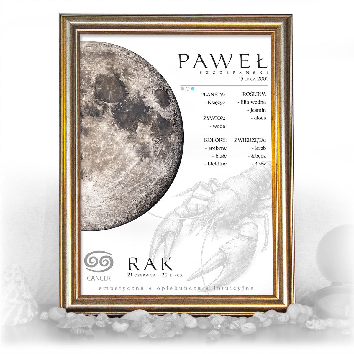 zdjęcie: znak zodiaku - 02 plakat w złotej ramie - planety