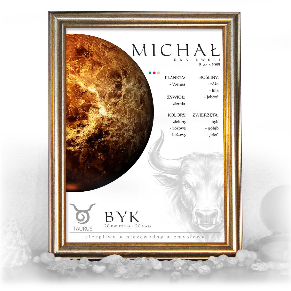 zdjęcie: znak zodiaku - 02 plakat w złotej ramie - planety