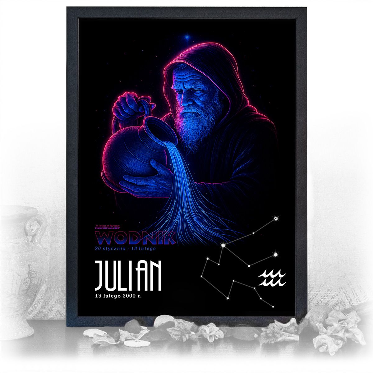 zdjęcie: znak zodiaku - 05 plakat w czarnej ramie - neon