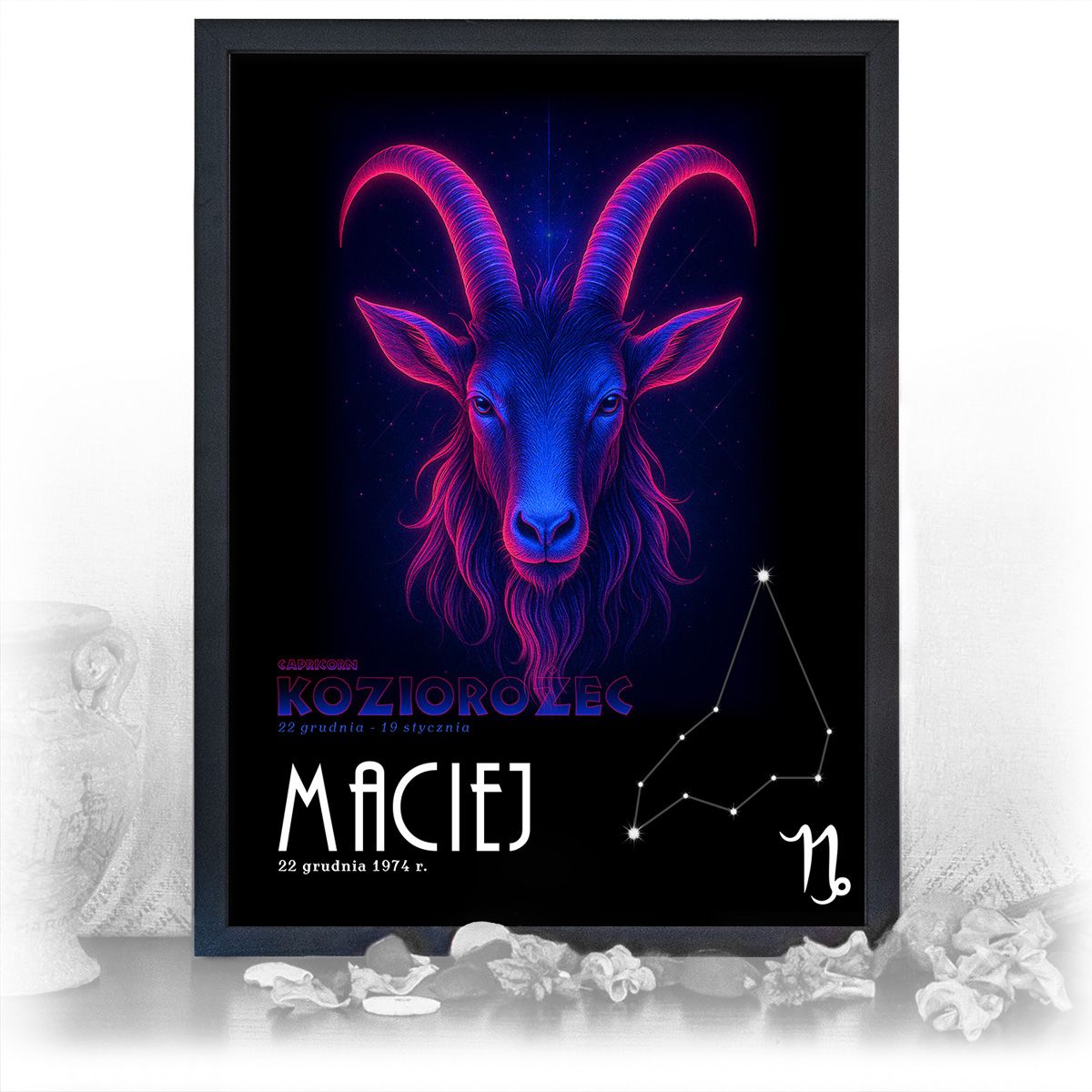 zdjęcie: znak zodiaku - 05 plakat w czarnej ramie - neon