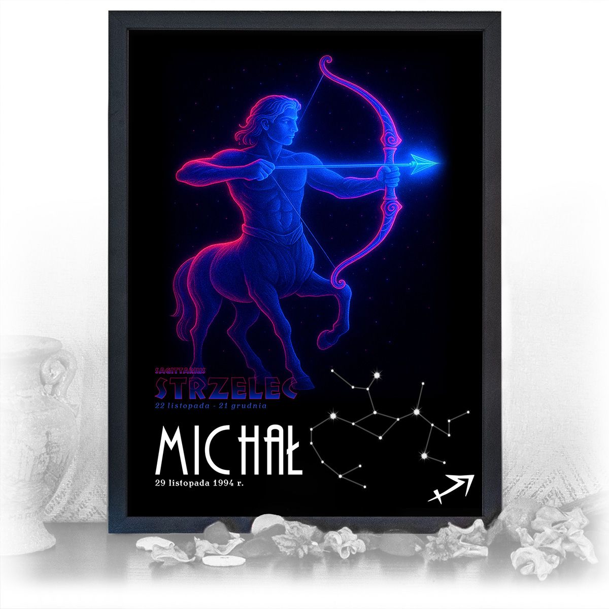 zdjęcie: znak zodiaku - 05 plakat w czarnej ramie - neon