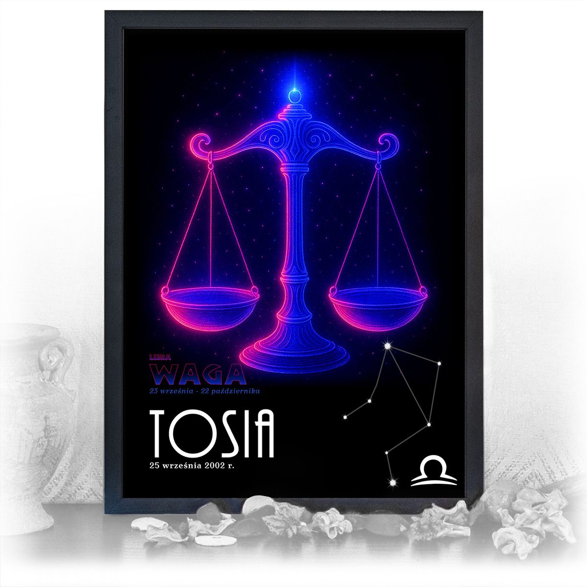 zdjęcie: znak zodiaku - 05 plakat w czarnej ramie - neon