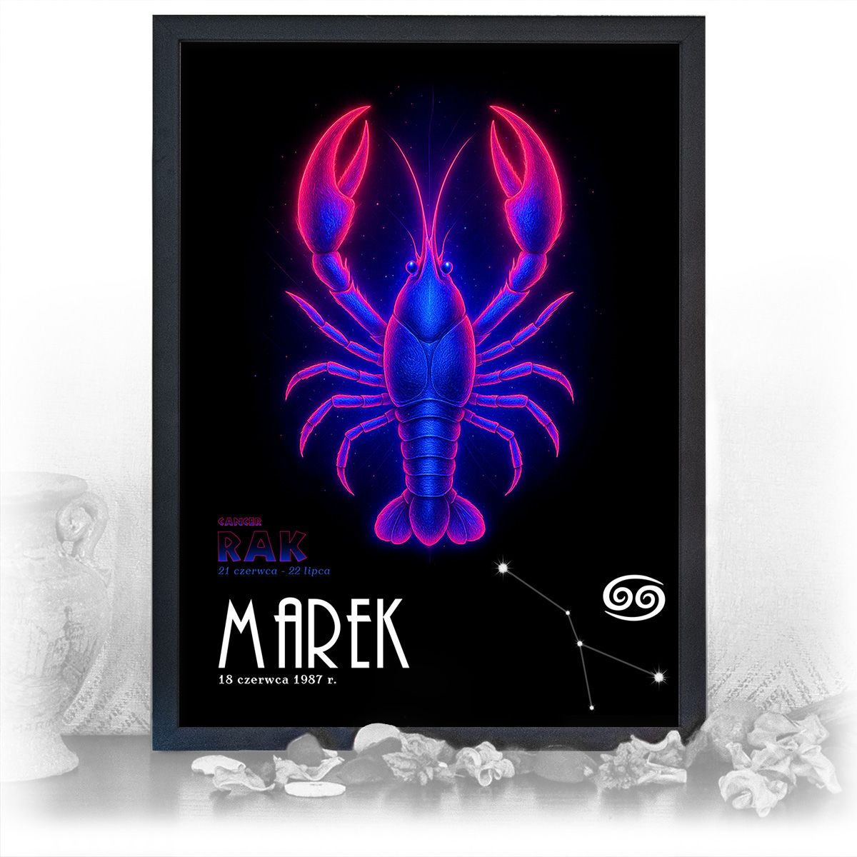 zdjęcie: znak zodiaku - 05 plakat w czarnej ramie - neon