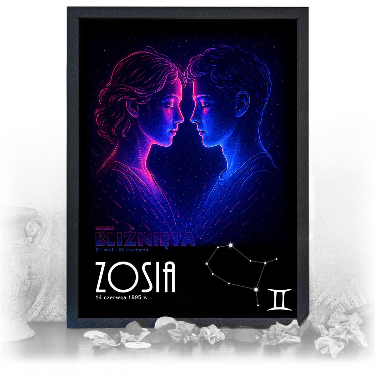 zdjęcie: znak zodiaku - 05 plakat w czarnej ramie - neon