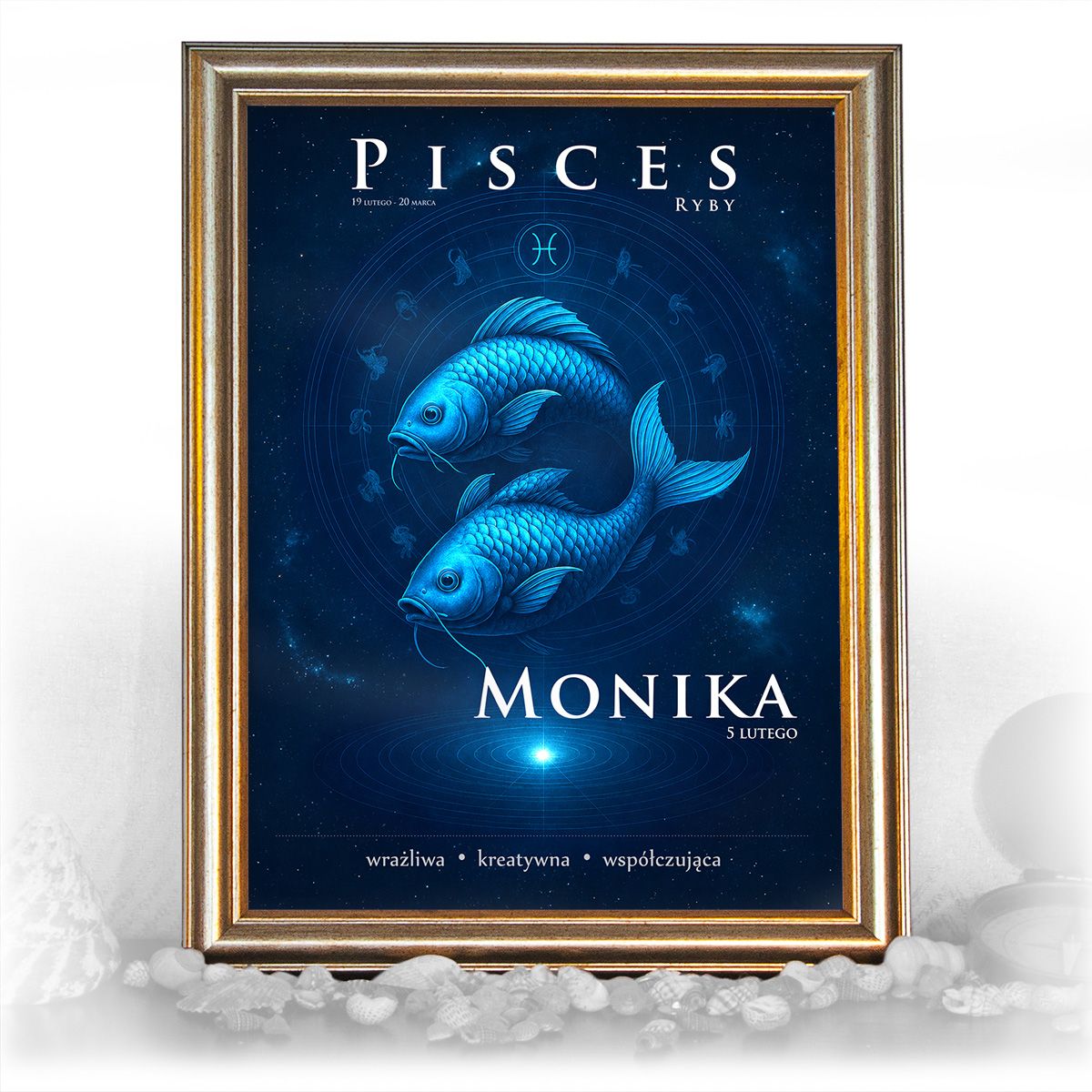 zdjęcie: znak zodiaku - 06 plakat w złotej ramie - mistyczny
