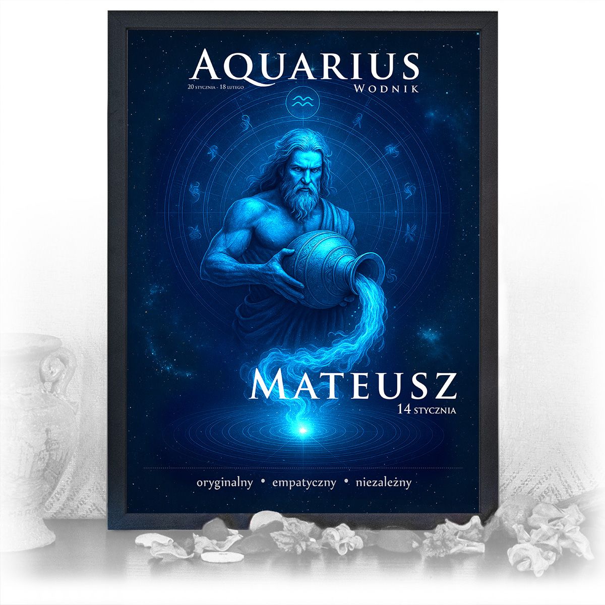 zdjęcie: znak zodiaku - 06 plakat w czarnej ramie - mistyczny