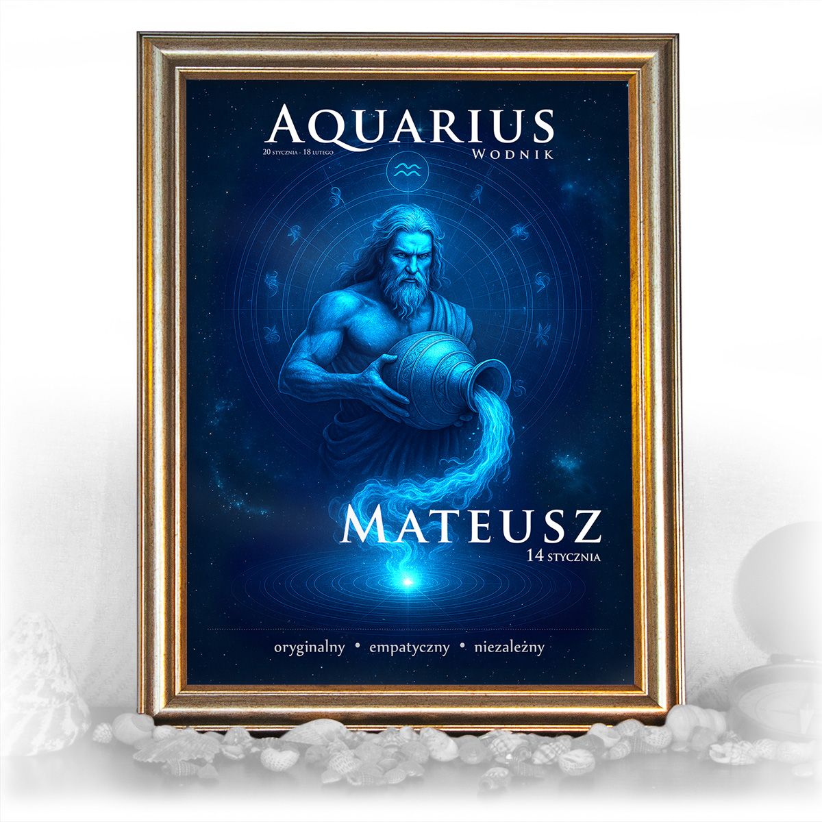 zdjęcie: znak zodiaku - 06 plakat w złotej ramie - mistyczny