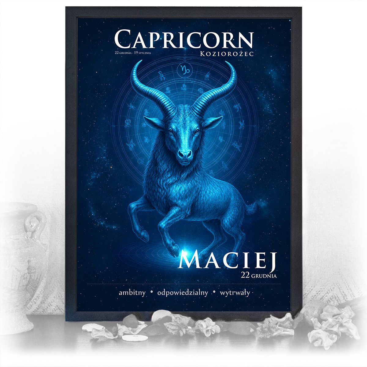 zdjęcie: znak zodiaku - 06 plakat w czarnej ramie - mistyczny