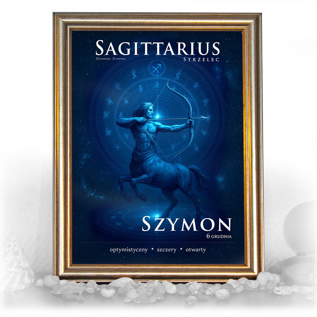 zdjęcie: znak zodiaku - 06 plakat w złotej ramie - mistyczny
