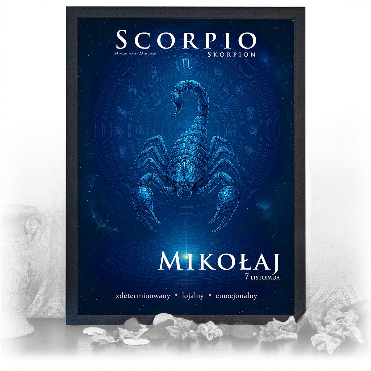 zdjęcie: znak zodiaku - 06 plakat w czarnej ramie - mistyczny