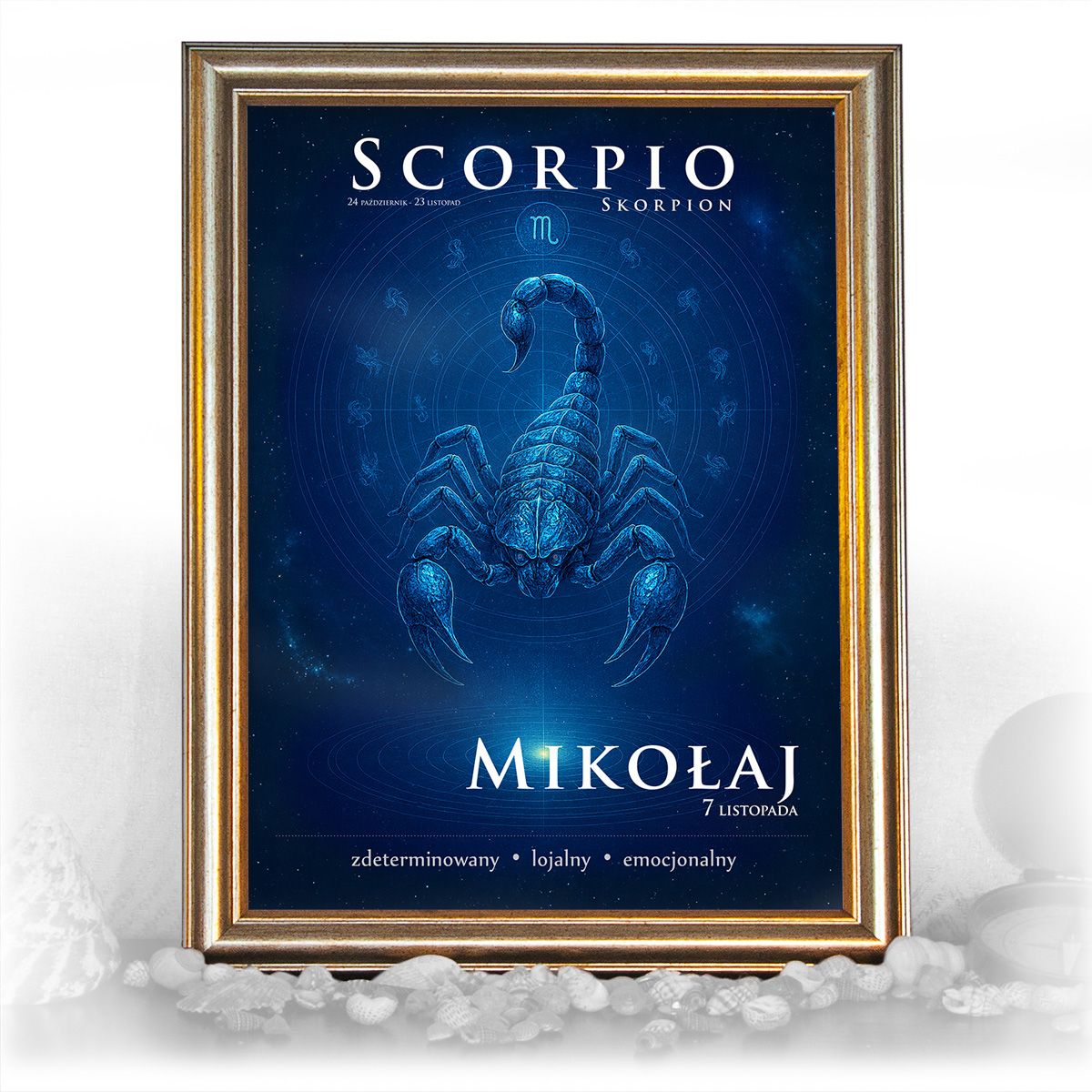 zdjęcie: znak zodiaku - 06 plakat w złotej ramie - mistyczny